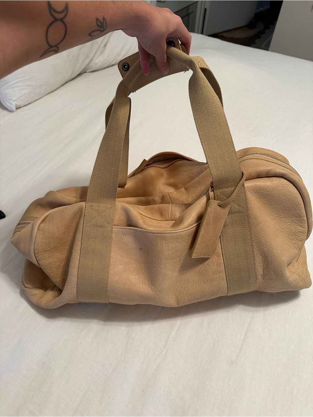 Men or Women’s Tan Leather Weekend Duffel Bag